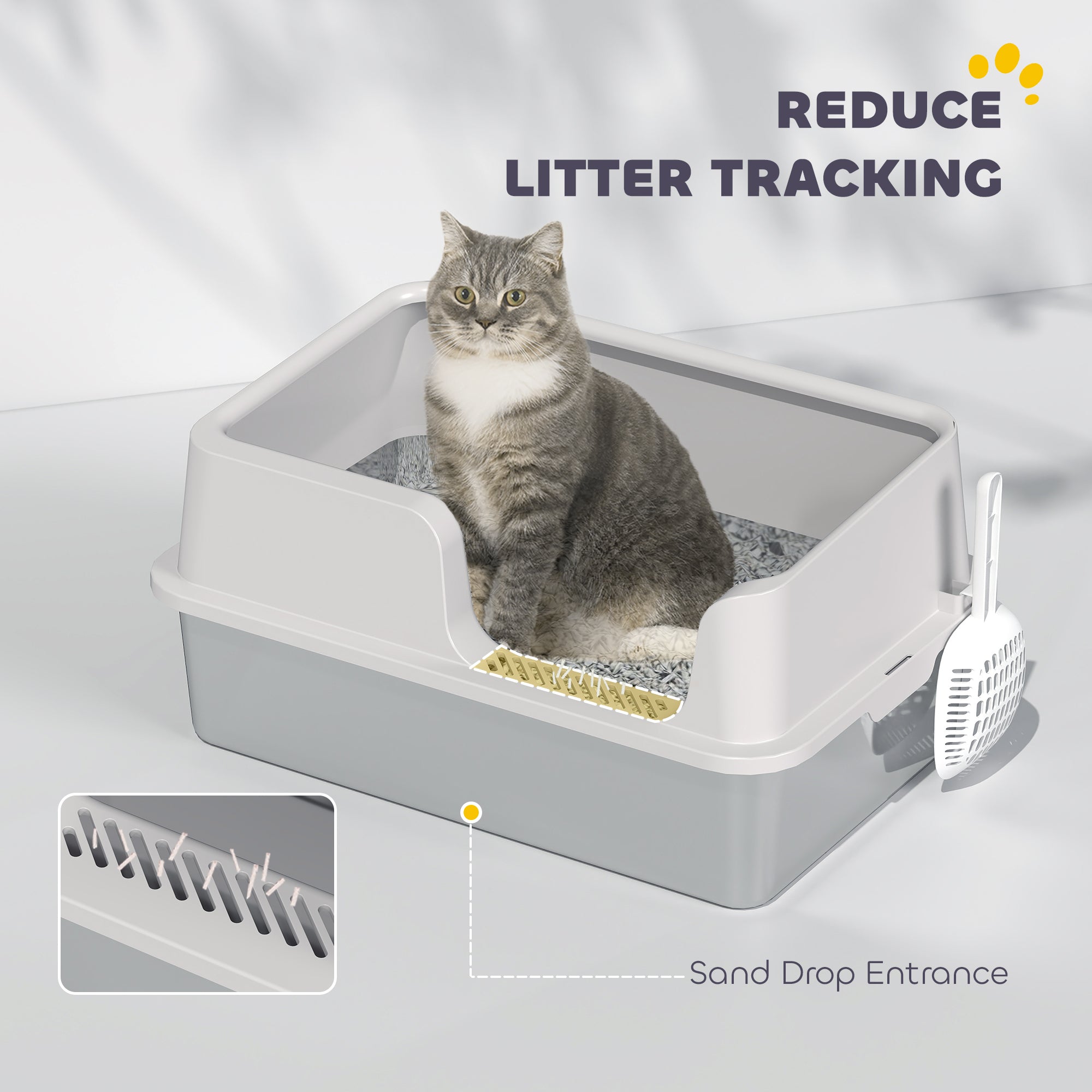 Premium Stainless Steel Cat Litter Box with High Sides