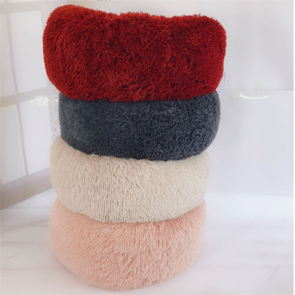 Luxury Round Plush Pet Bed Warm Cozy Nest Pad for Cats Dogs