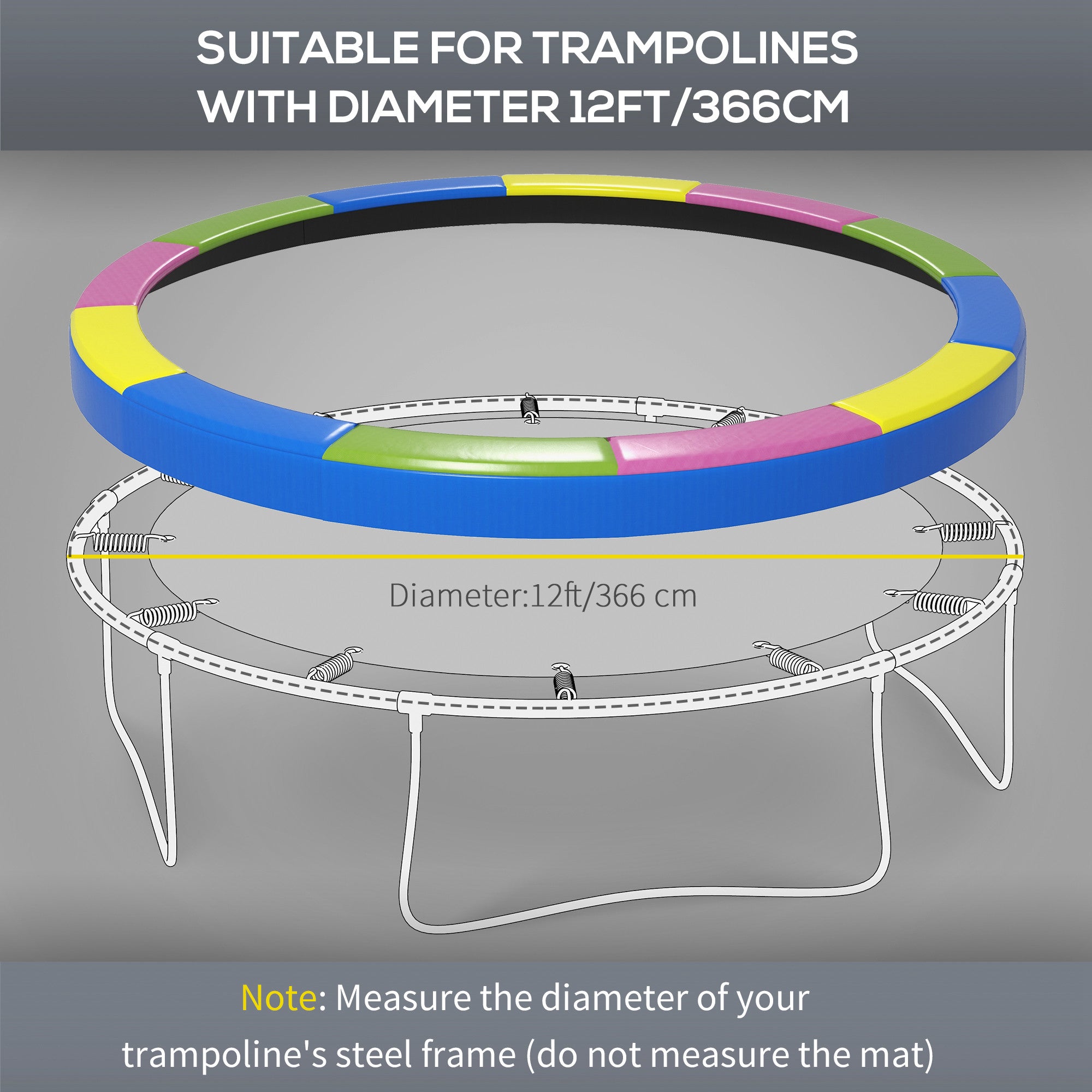 Heavy Duty Trampoline Spring Cover Pad Waterproof & Durable