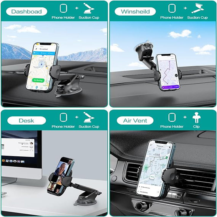 4 in 1 Car Phone Mount Universal Holder Strong Suction Grip