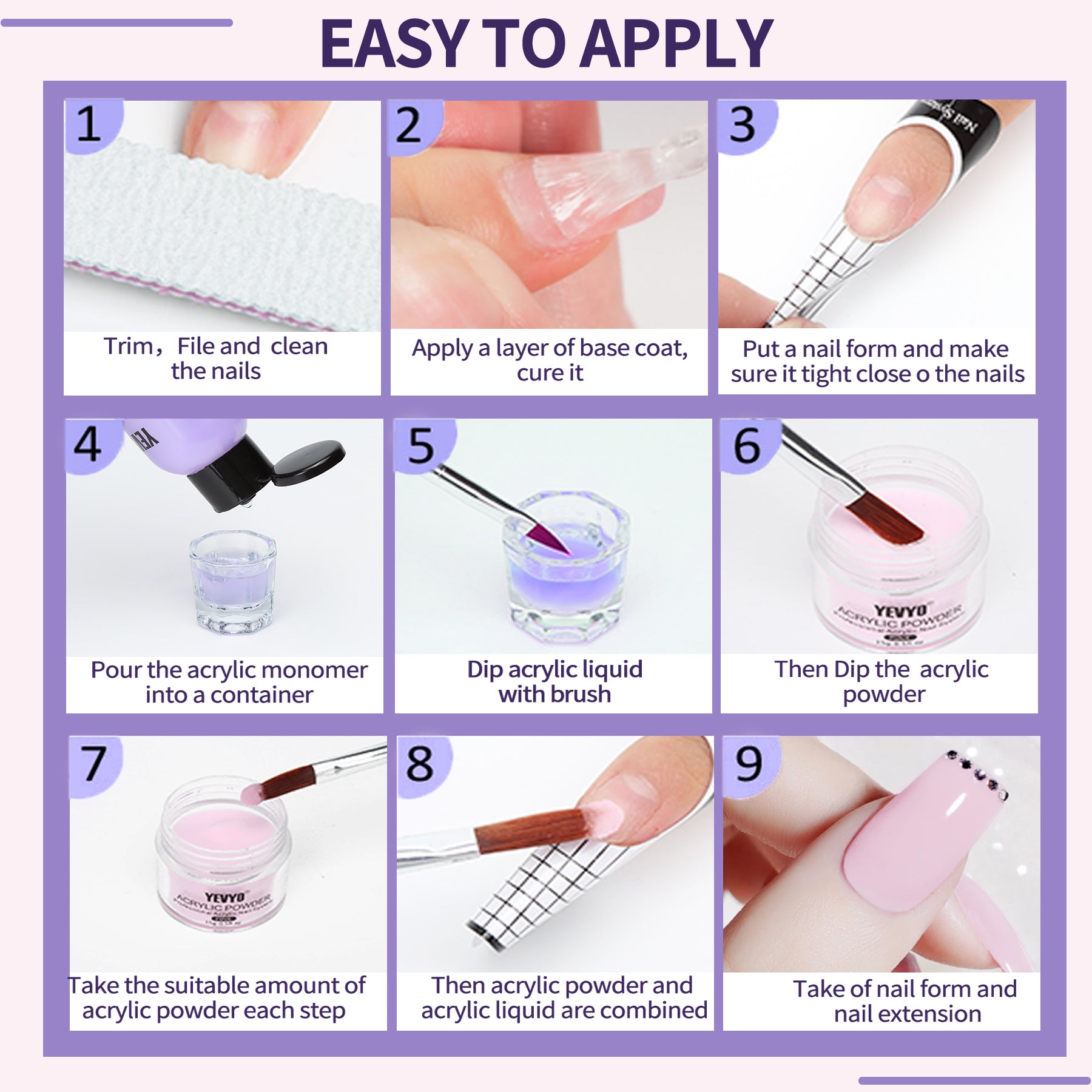 Professional Acrylic Nail Kit with Powder Liquid Set for Nail Extension
