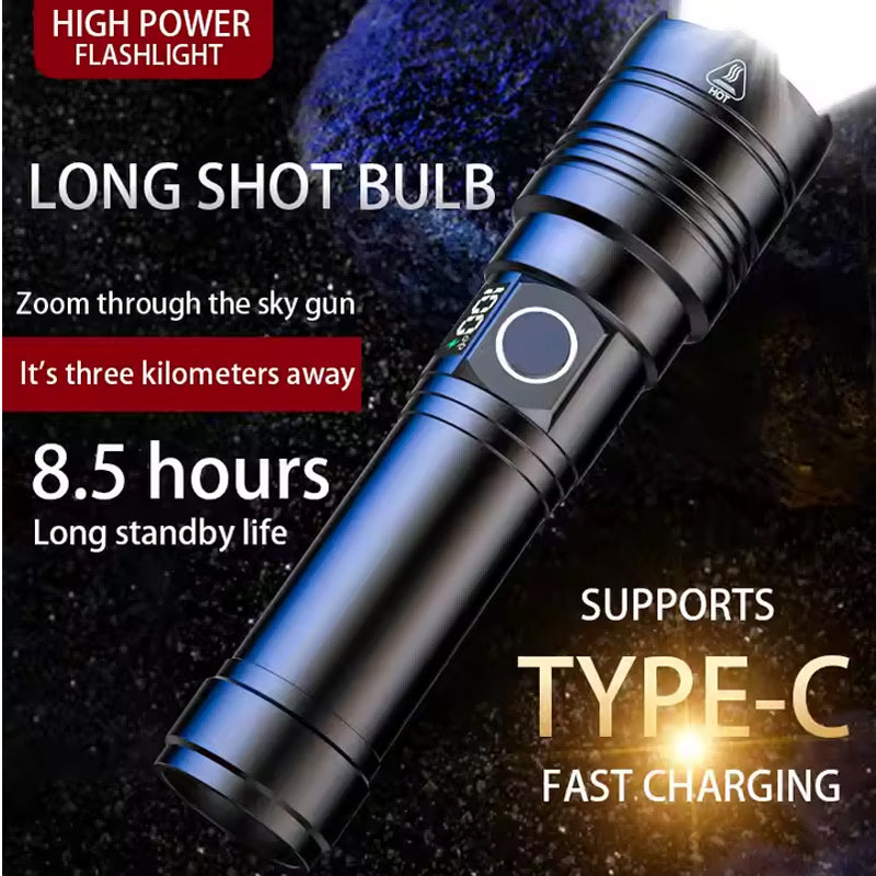 Ultra Powerful Rechargeable Flashlight 50000LM Zoom Waterproof
