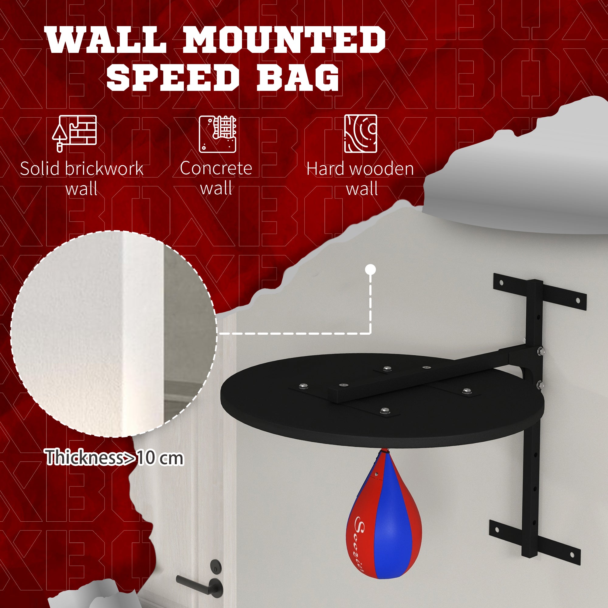 Wall Mounted Speed Bag Platform with Adjustable Height Training Kit