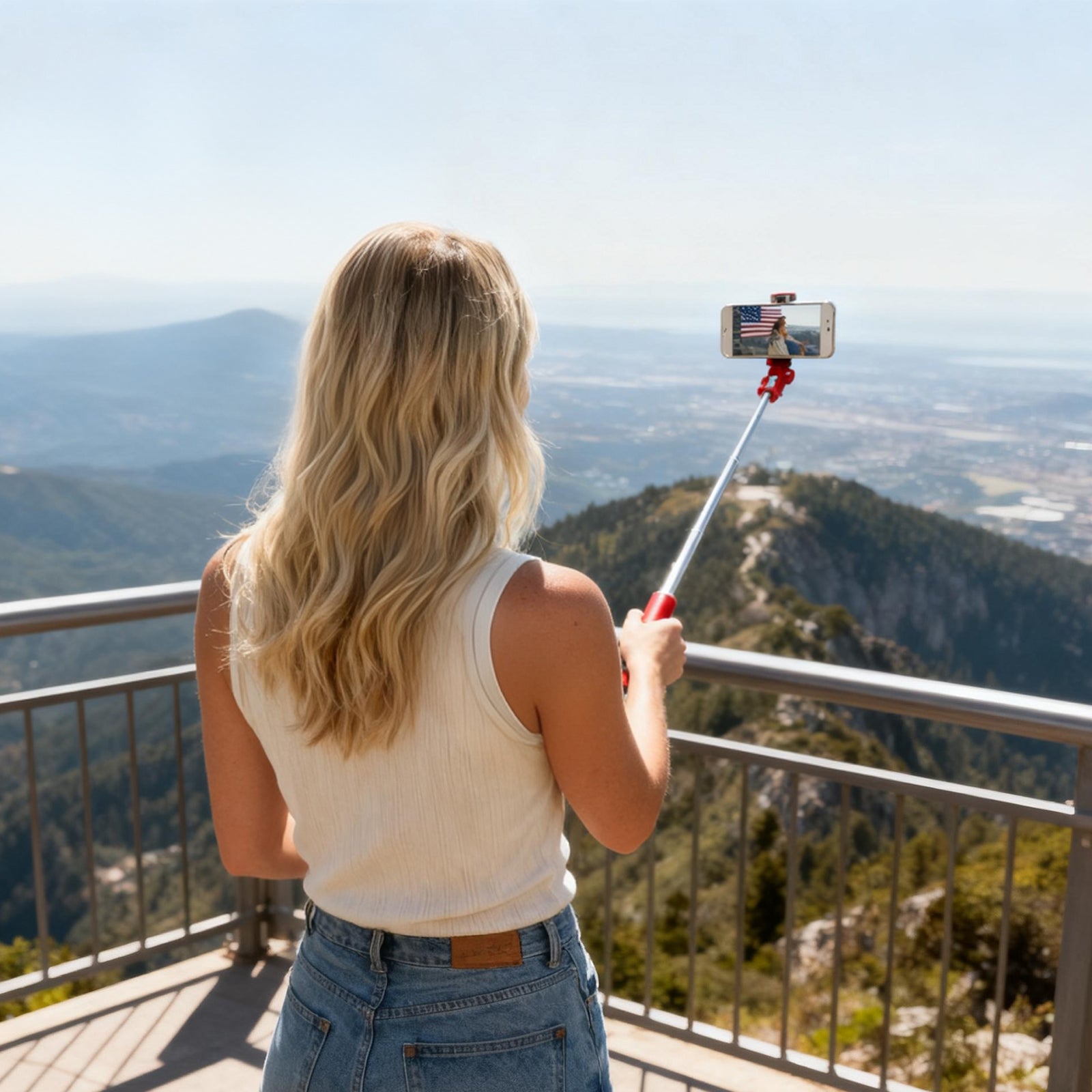 Lipstick Selfie Stick Compact Mini Tripod with Remote Red