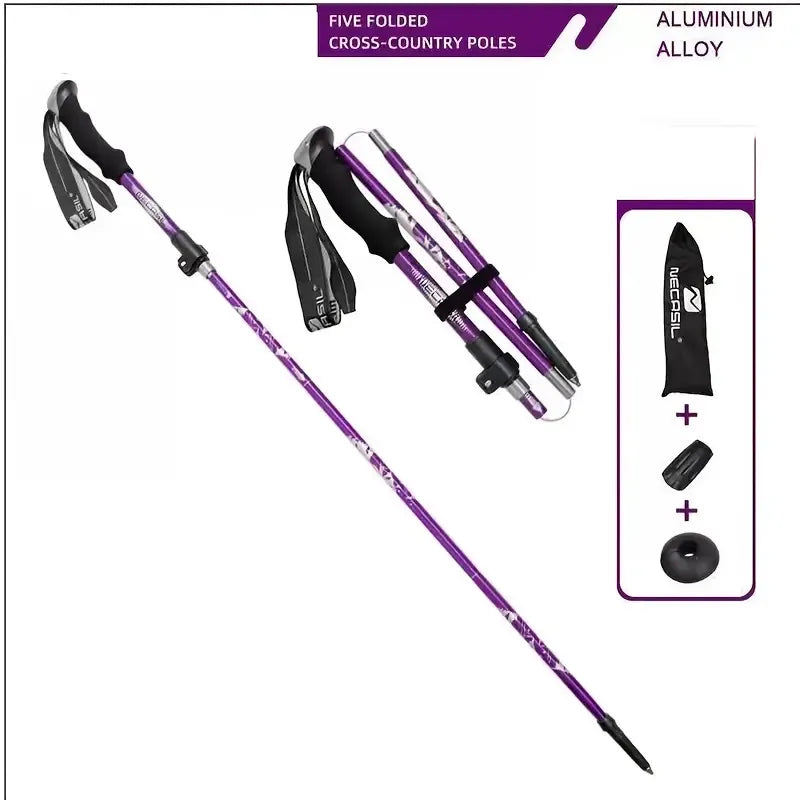 5 Section Collapsible Hiking Poles Lightweight Trekking Poles