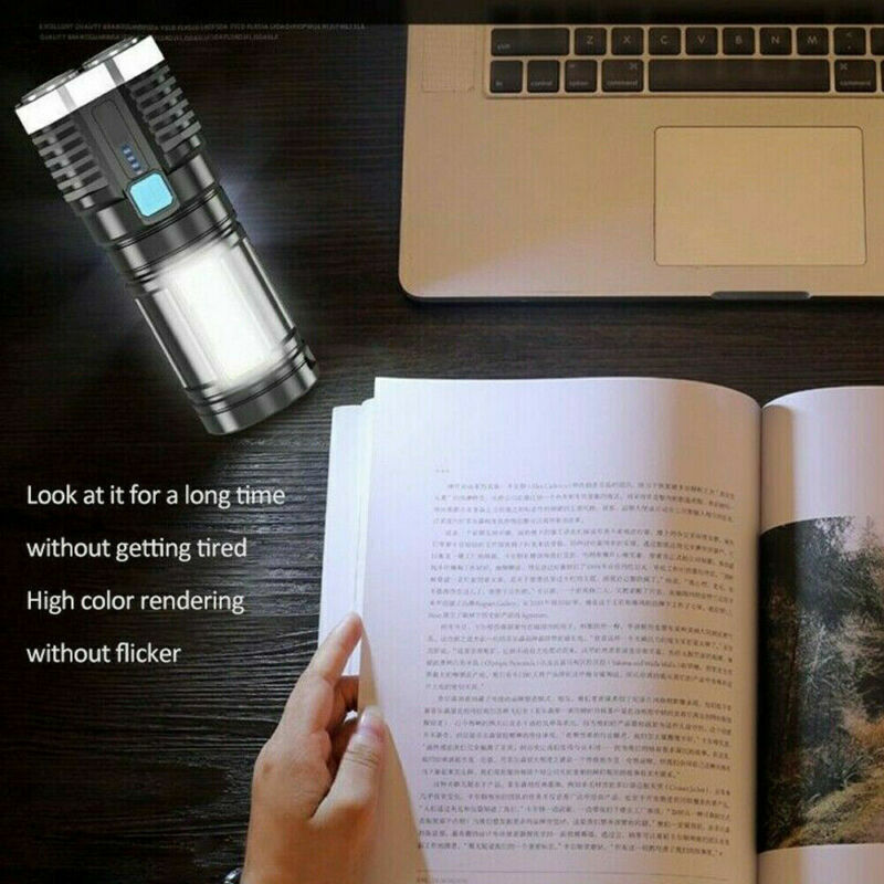 Tactical LED Flashlight USB Rechargeable Super Bright Torch
