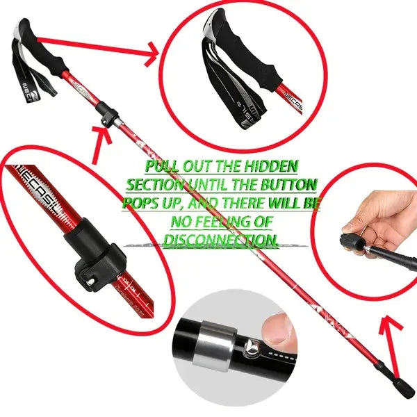 5 Section Collapsible Hiking Poles Lightweight Trekking Poles