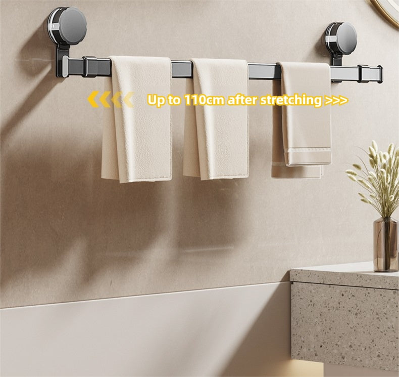 Adjustable Suction Cup Towel Rod No Drill Space Saving Rack