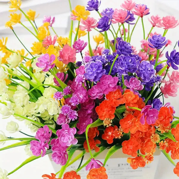 UV Resistant Artificial Flowers Lush Outdoor Faux Plant Bundle