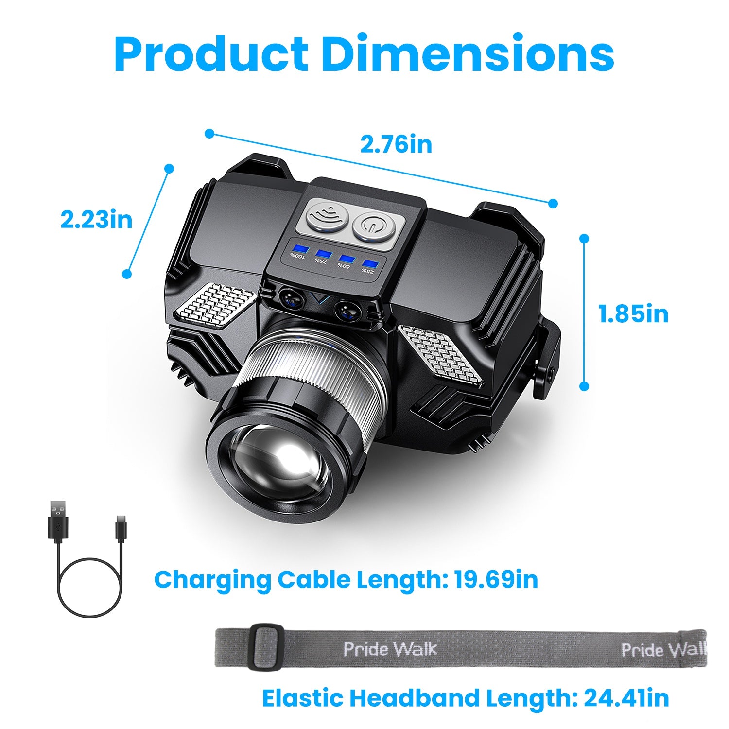 Powerful Motion Sensor LED Headlamp Zoomable Rechargeable
