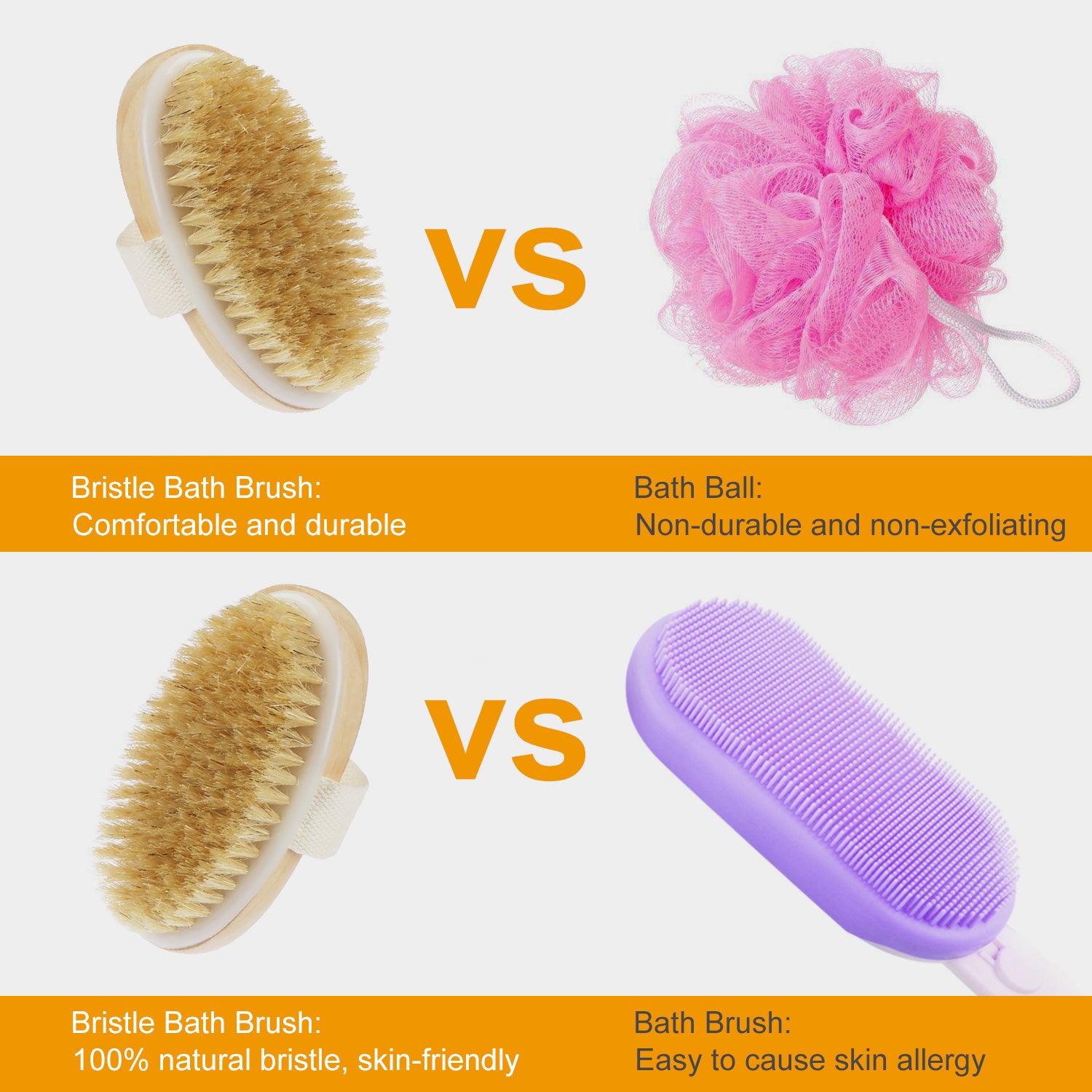 Long Handle Bath Brush Back Scrubber Exfoliating Detox Body Tool