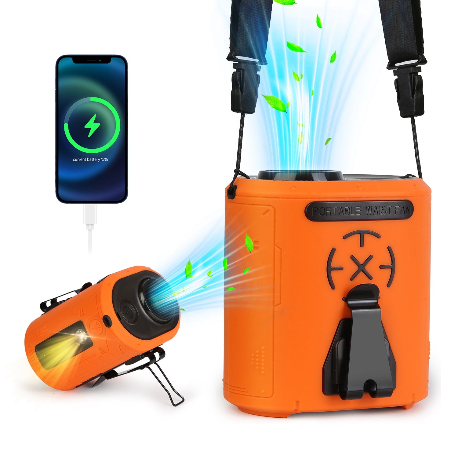 5 in 1 Portable Waist Clip Fan Rechargeable Turbo