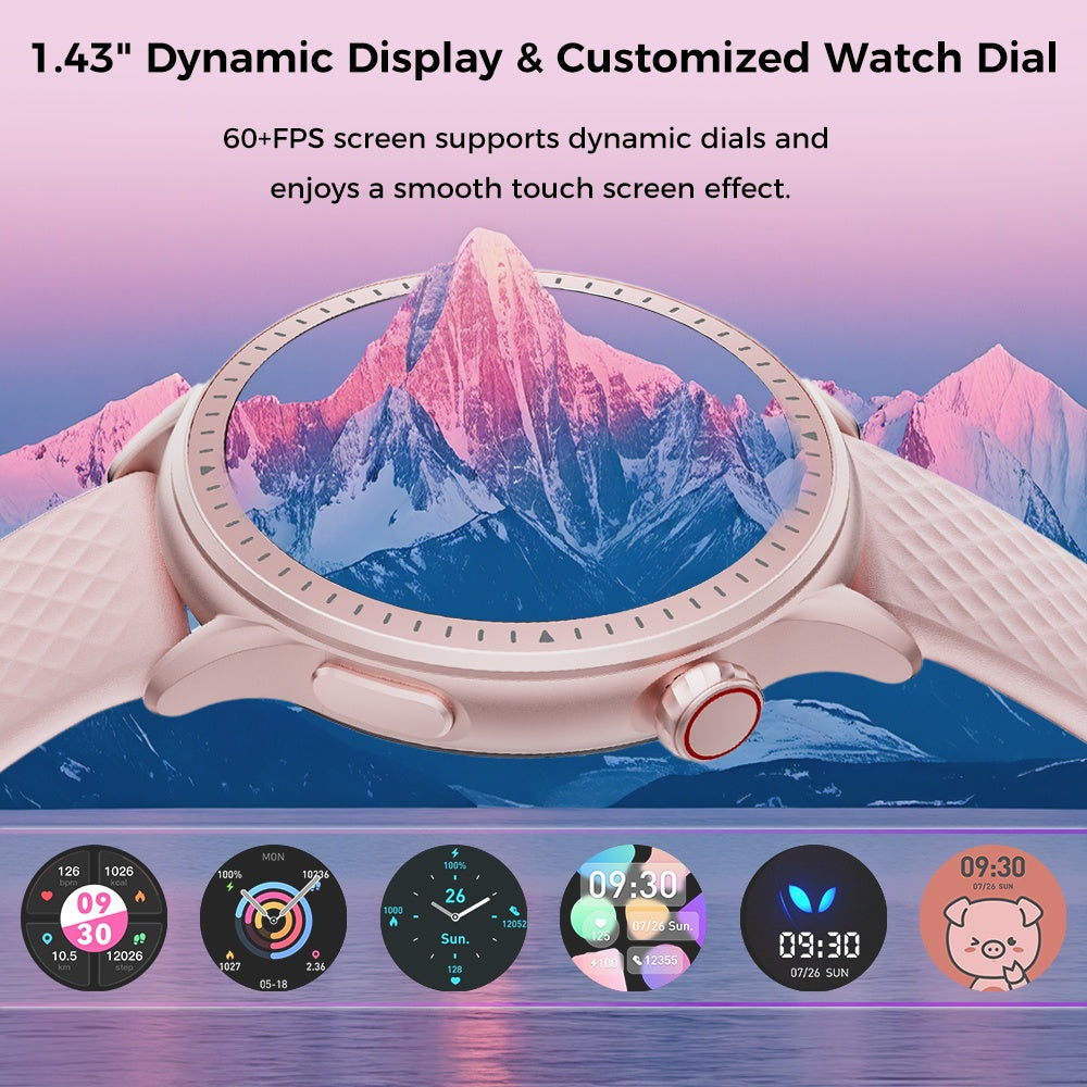 Round Smartwatch with Health Tracking, 3ATM Waterproof & Sports Modes