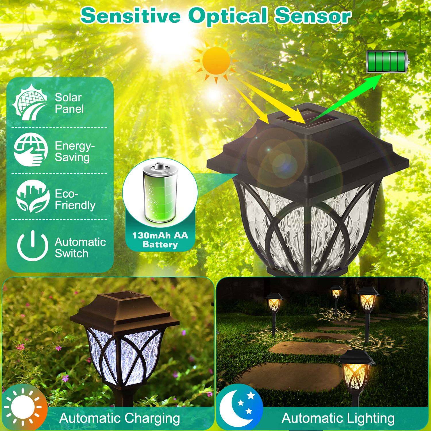 Elegant Solar Garden Stake Lights Waterproof Pathway Decor Glow