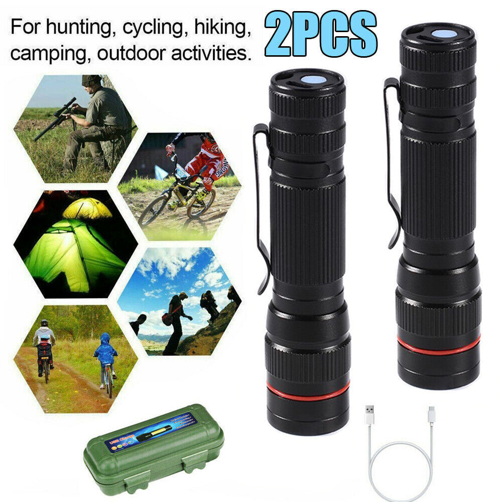 Ultra Bright Tactical LED Flashlight USB Rechargeable Mini Torch