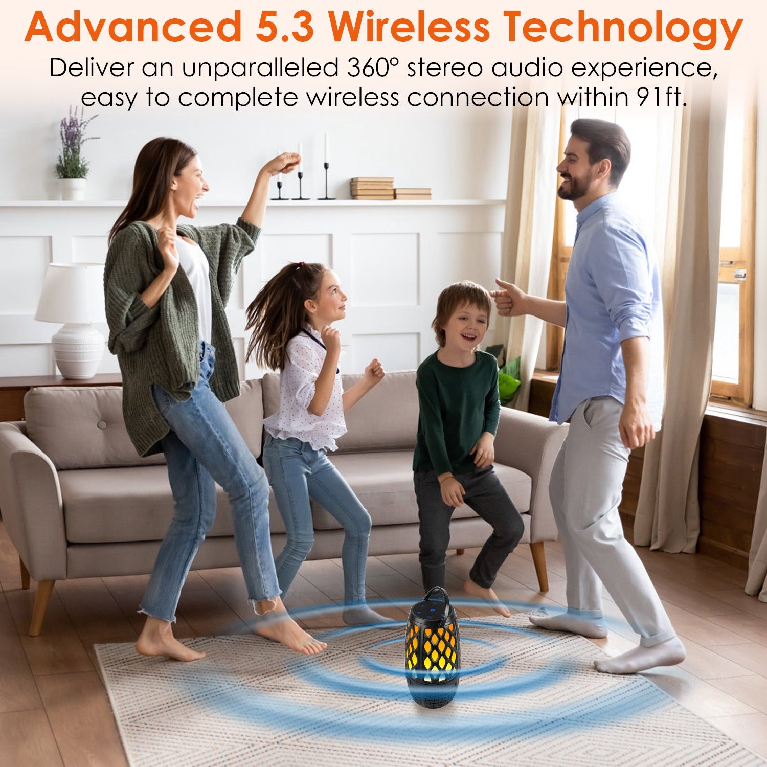 Outdoor Flame Speaker Wireless Waterproof LED Patio Speaker 4-in-1