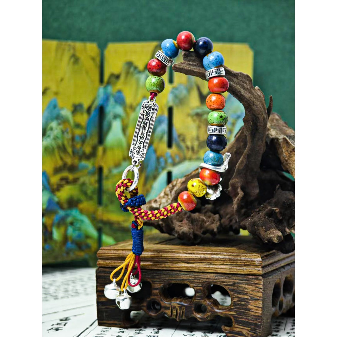 Handmade Stone Bracelet with Colorful Beads Adjustable String