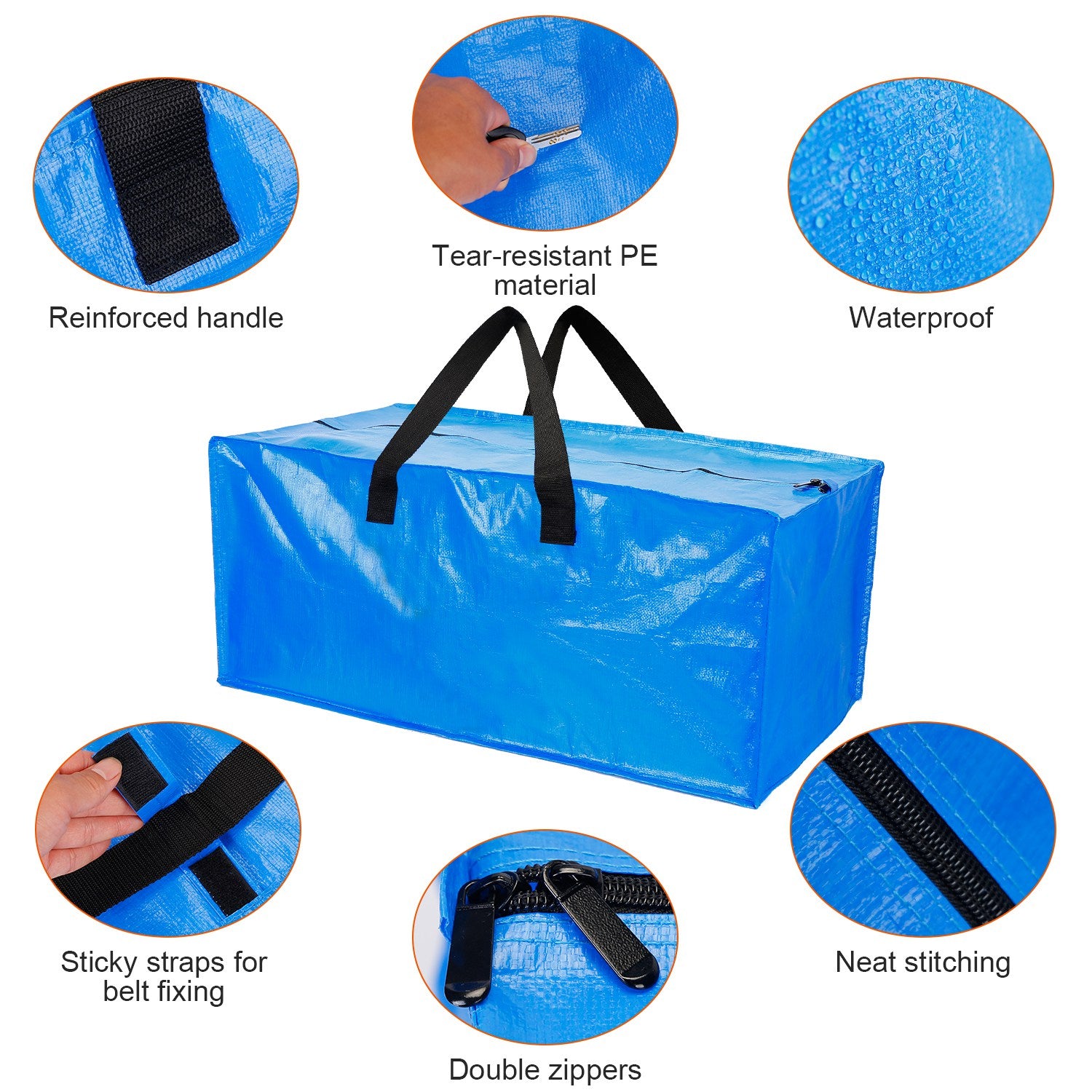 4Pcs Heavy Duty Moving Bags Reusable Storage Totes with Zipper