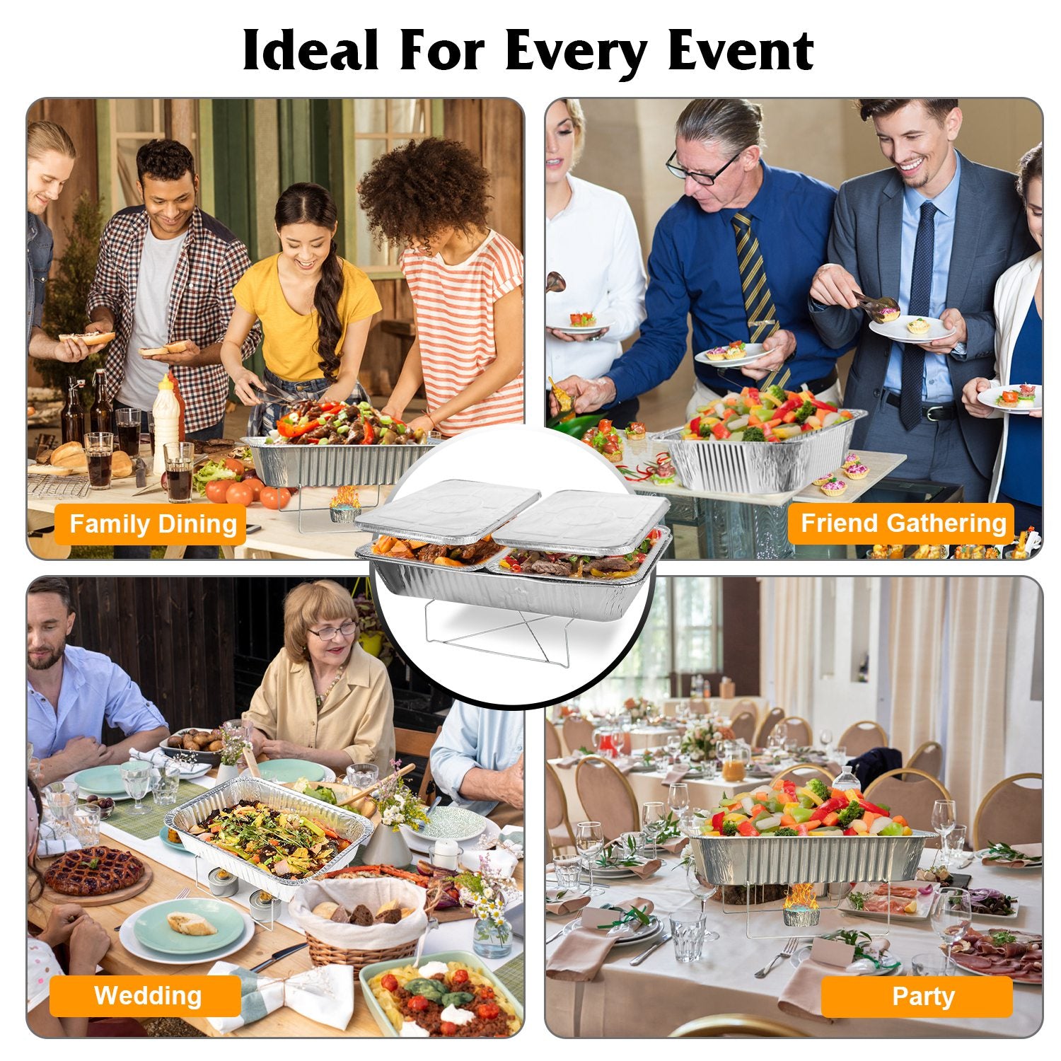 42pcs Chafing Dish Buffet Set Disposable Food Warmers Catering