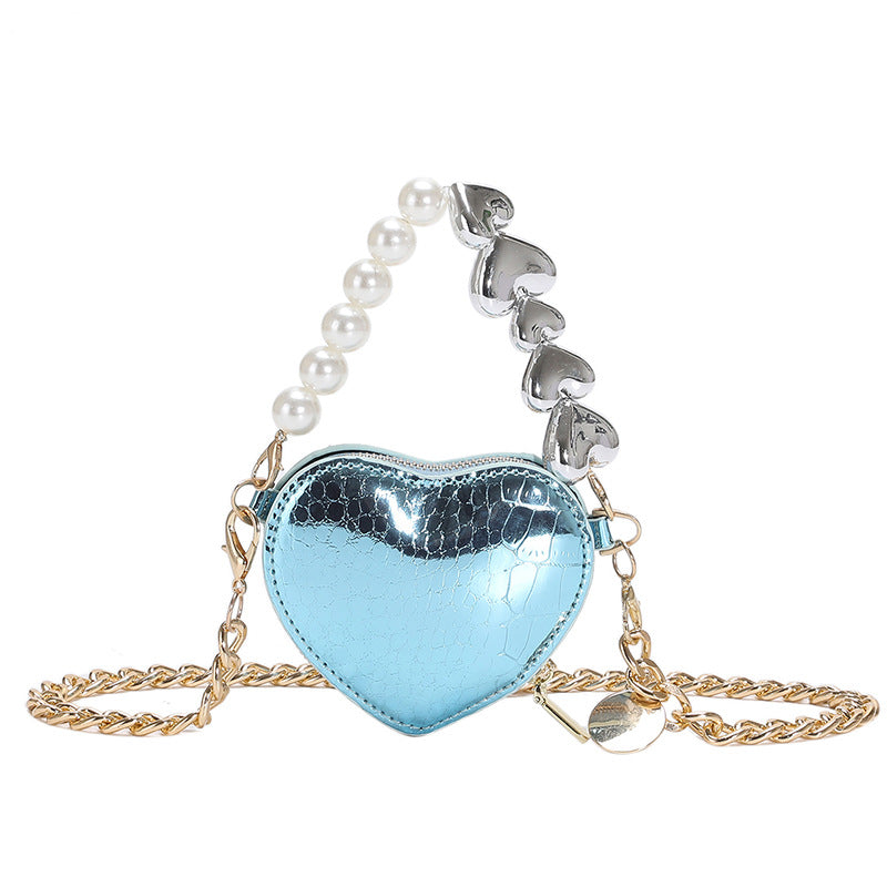 Mini Love Shape Pearl Handbag Cute Chain Shoulder Messenger Bag