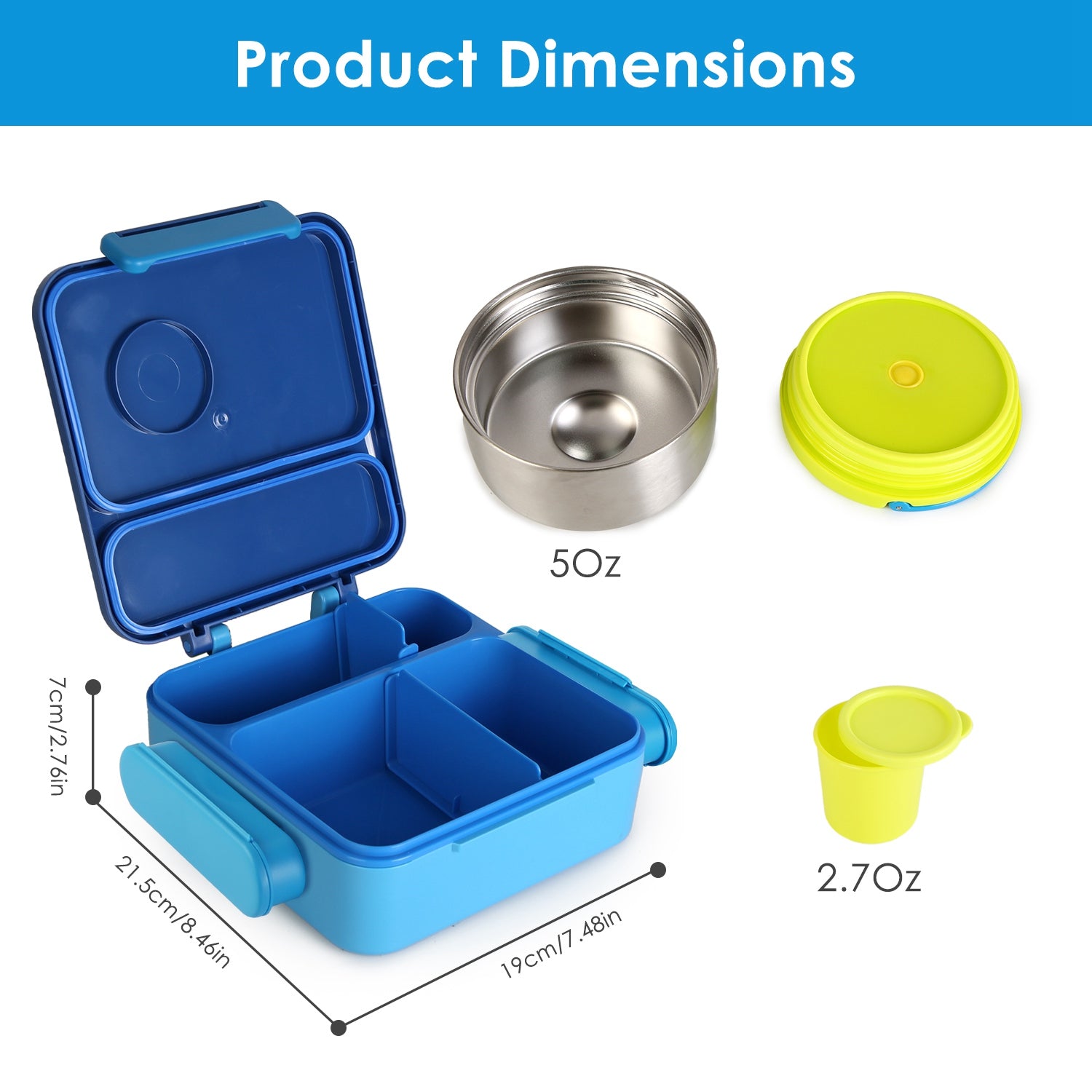 Kids Thermal Lunch Box with Bag 2 Compartments Set