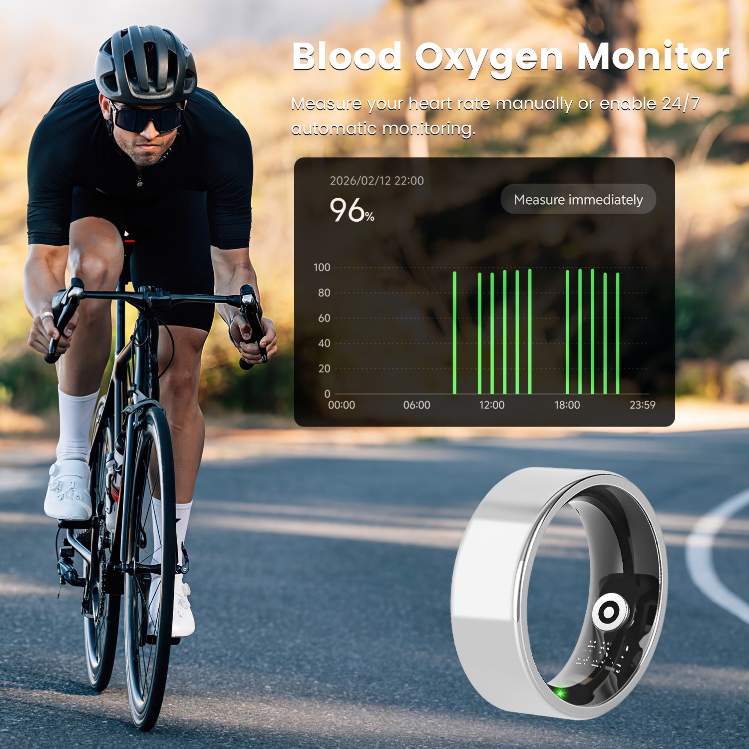 Smart Ring Health Tracker with Sleep, HRV & 7-Day Battery for iOS Android