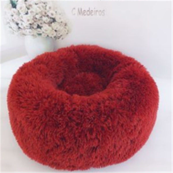 Luxury Round Plush Pet Bed Warm Cozy Nest Pad for Cats Dogs