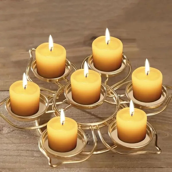 Gold Lotus Candle Holder Tea Light Flower Decorative Lamp
