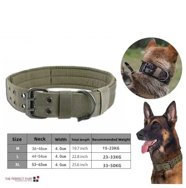 Heavy Duty Tactical Dog Collar Wide Nylon Military Style