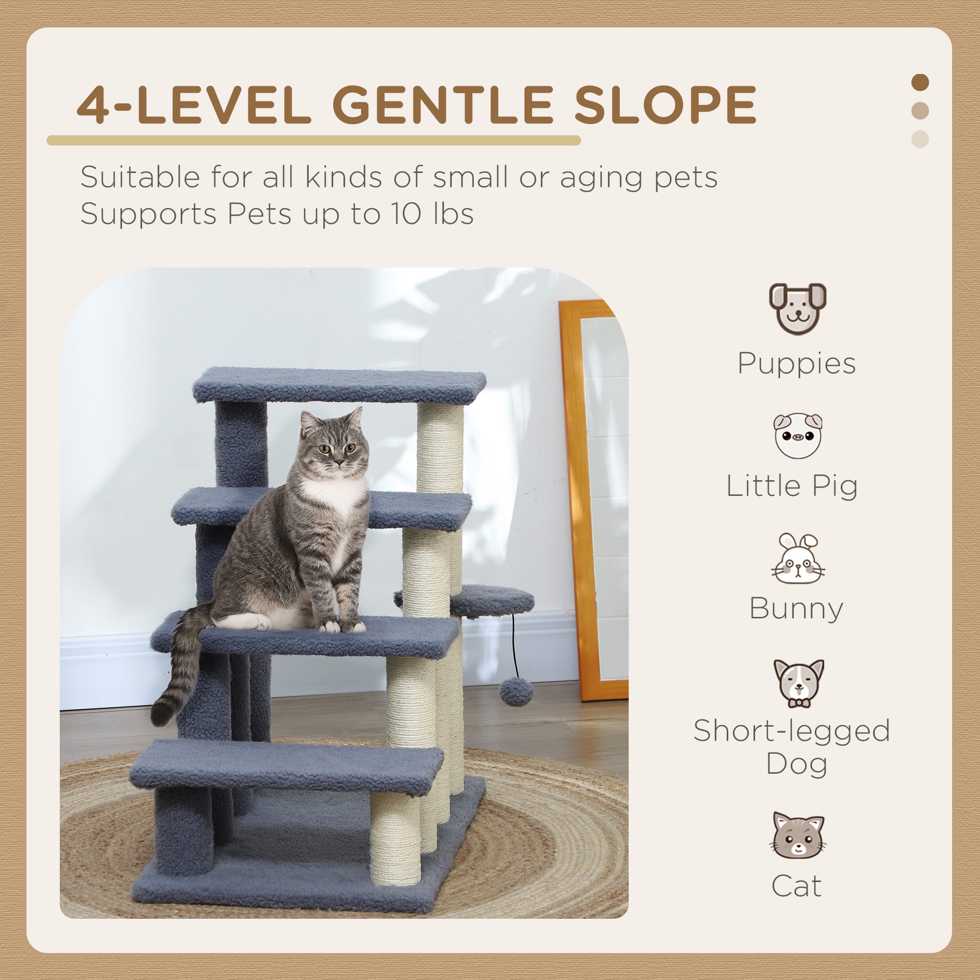Premium Cat Climbing Steps with Scratching Posts