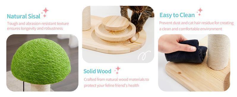 Premium Mushroom Cat Scratching Post with Ball Track Toy Board
