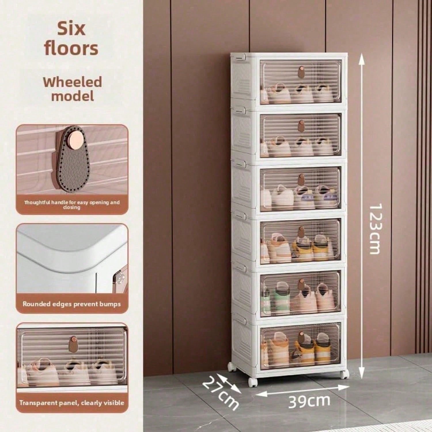 Stackable Shoe Storage Rack Plastic Cabinet Clear Door Organizer