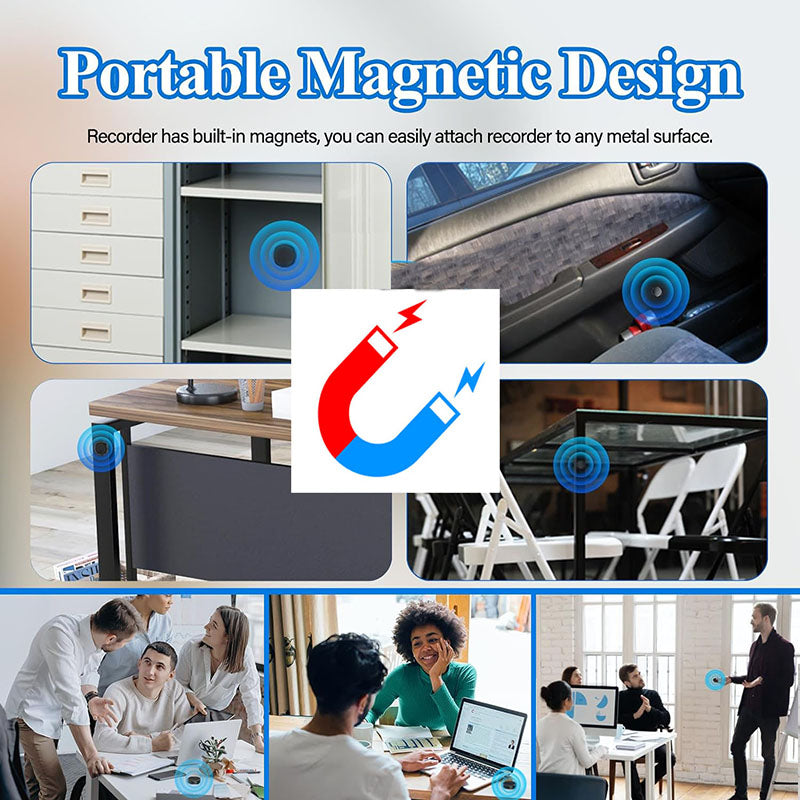 Magnetic Voice Recorder with 60H Battery, USB-C Audio Recording Device