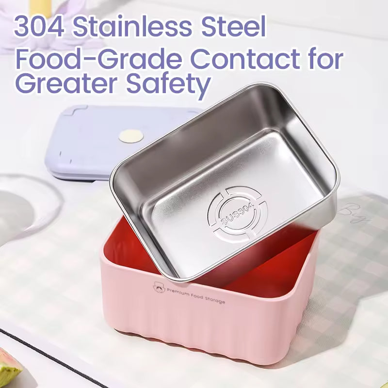 Stainless Steel Food Storage Container Set Purple with Case