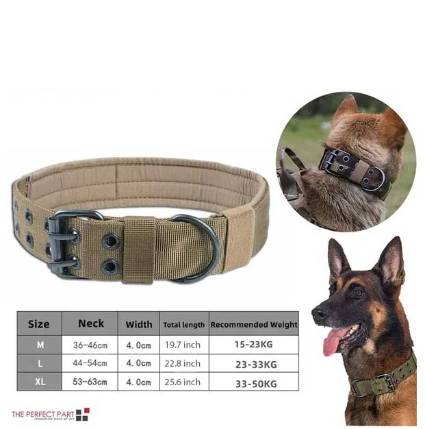 Heavy Duty Tactical Dog Collar Wide Nylon Military Style