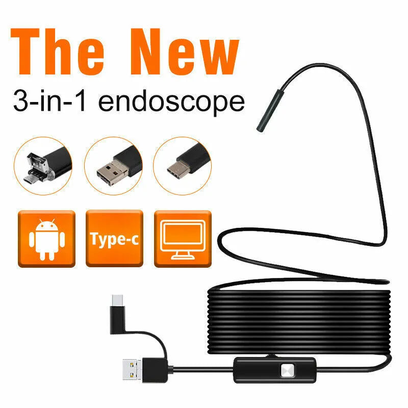 USB Endoscope Camera 5M Cable 6LED Borescope for Android