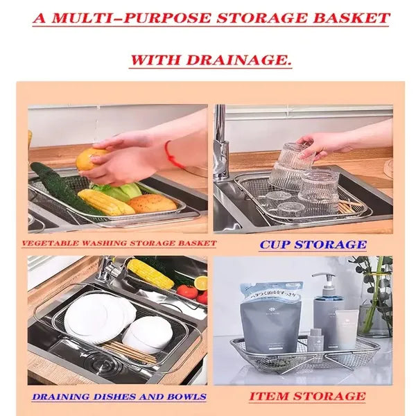 Expandable Sink Drain Basket – Stainless Steel Kitchen Organizer