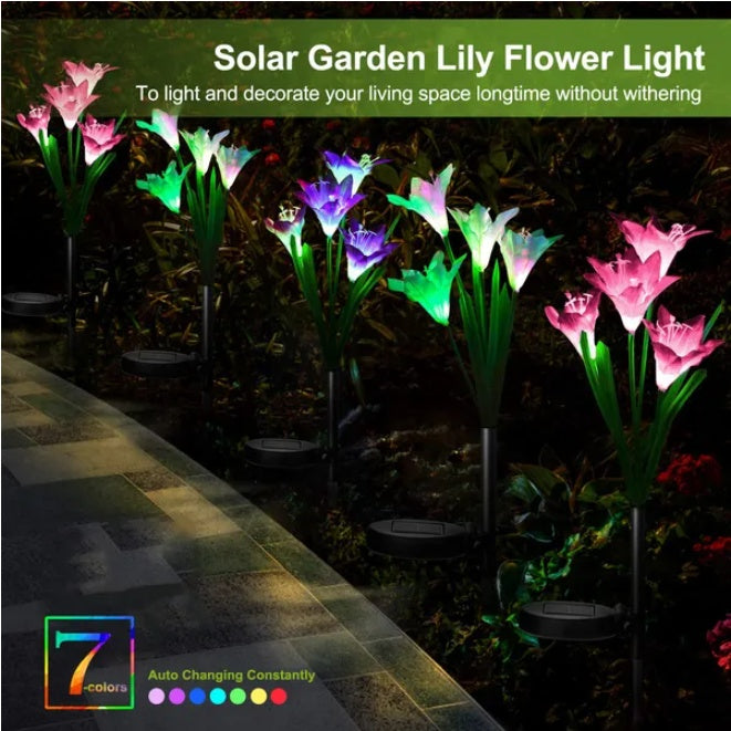 Elegant Solar Lily Flower Lights Outdoor Waterproof LED Garden