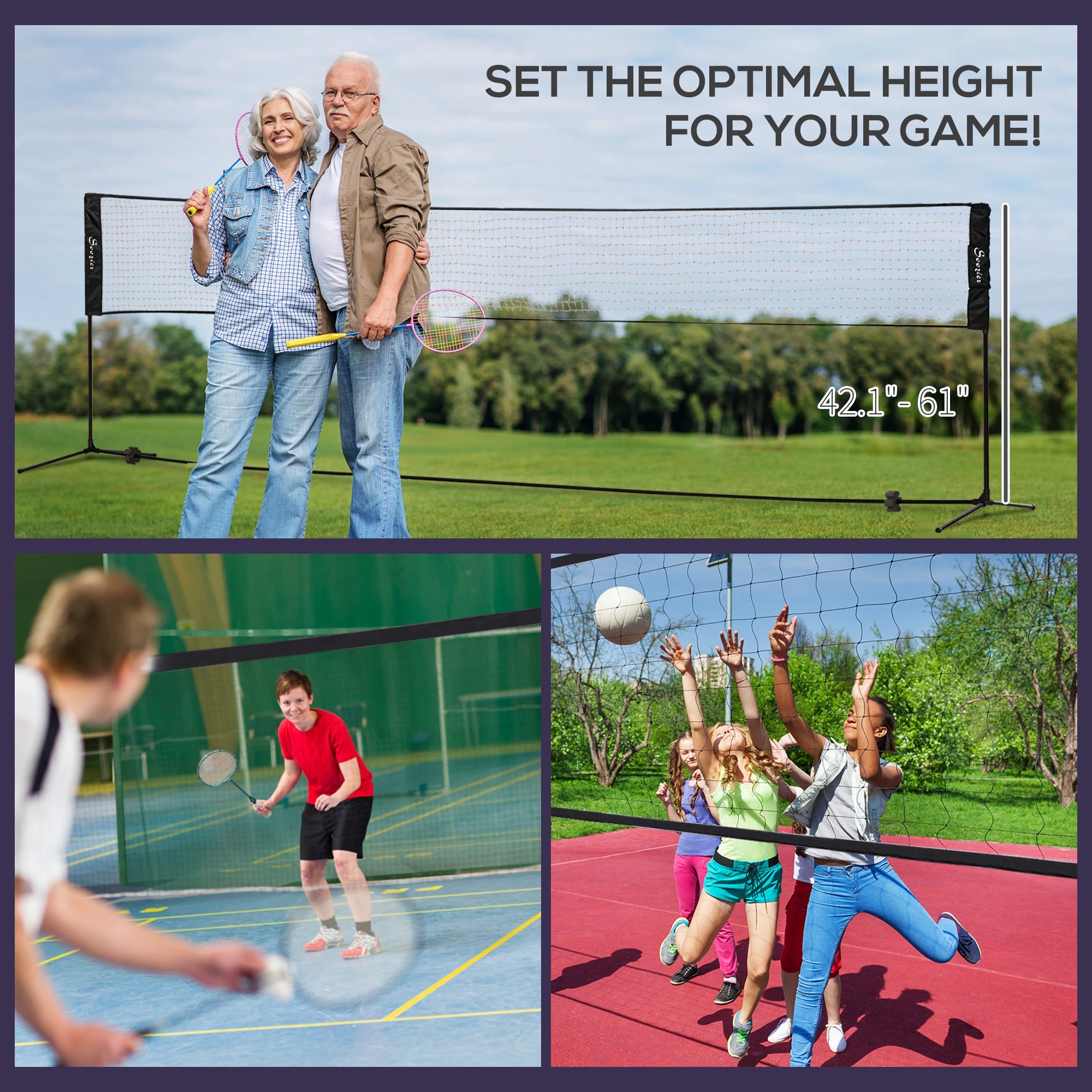 All-in-One Portable Net Set Adjustable for Multi-Sport Outdoor Play