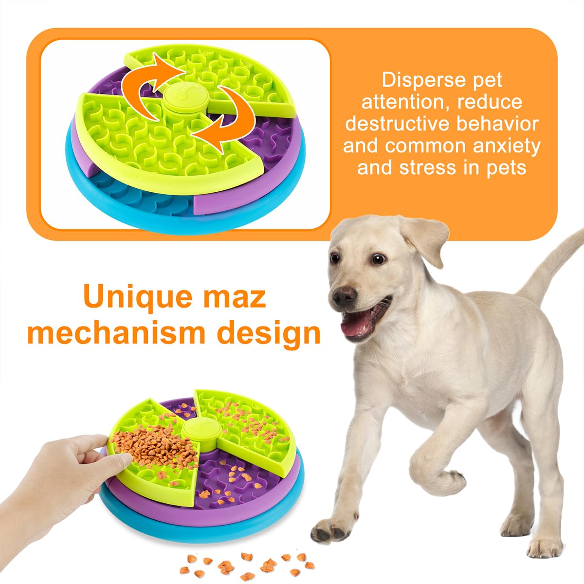 3 in 1 Slow Feeder Dog Bowl with Lick Mat Interactive Puzzle