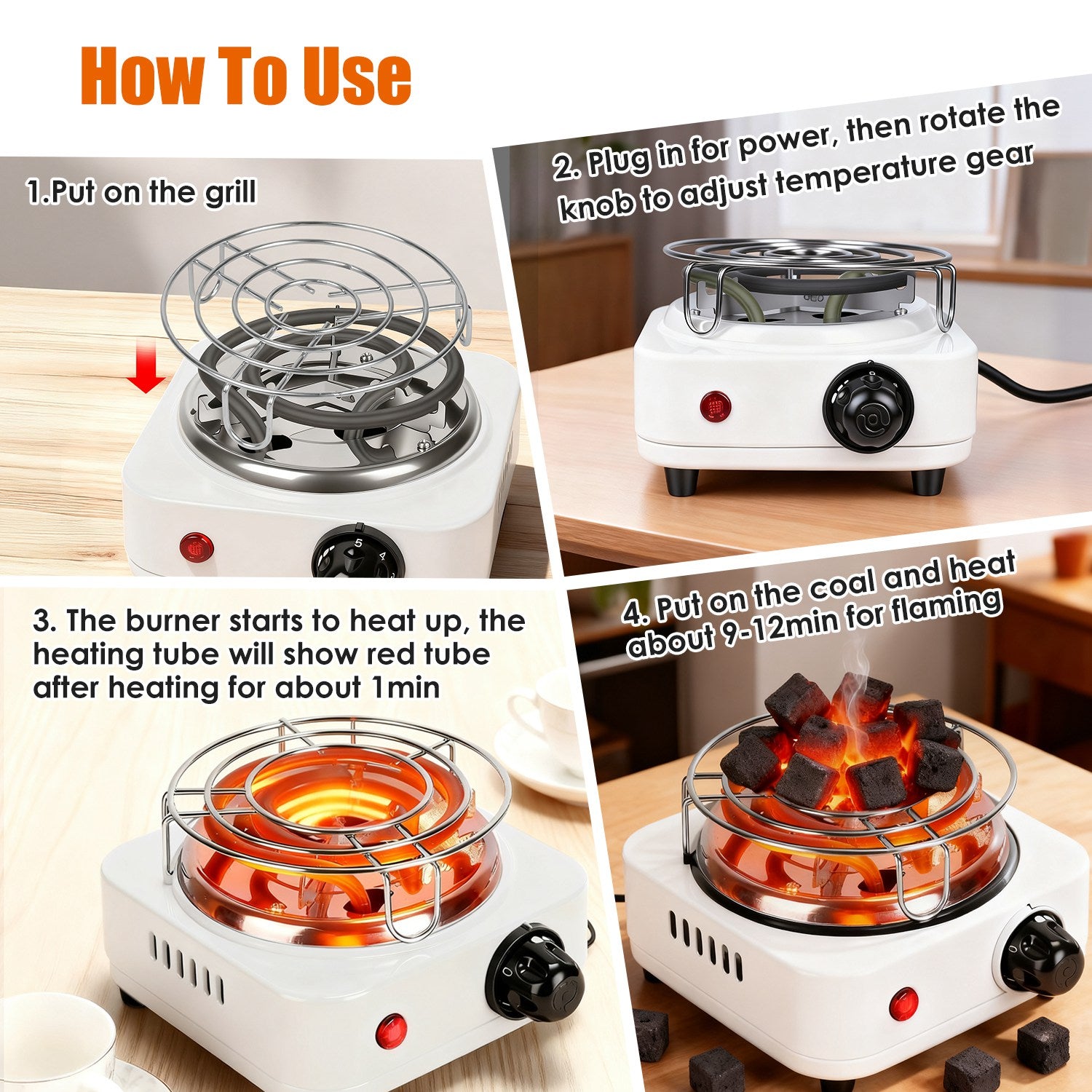 500W Electric Charcoal Burner Hookah Coal Heater Compact