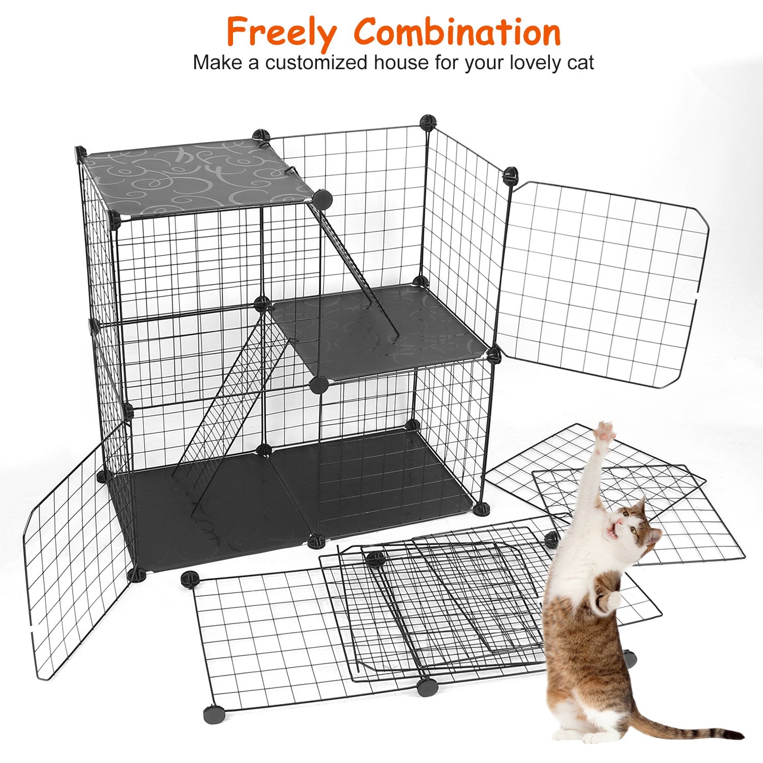 Ultimate 3 Tier Cat Playpen Cage Metal Indoor Cat House
