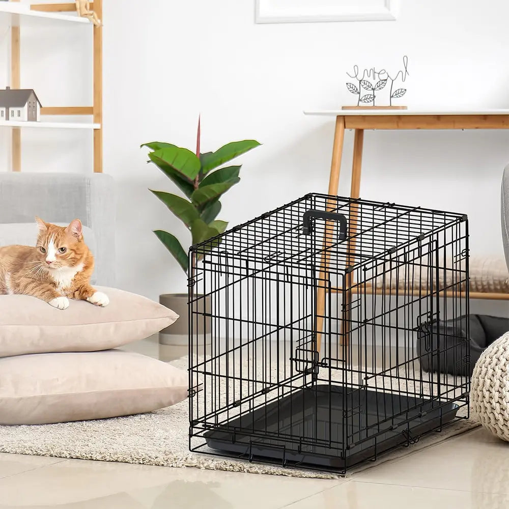 Ultimate 30 Inch Black Wire Dog Cage Secure Double Lock Design