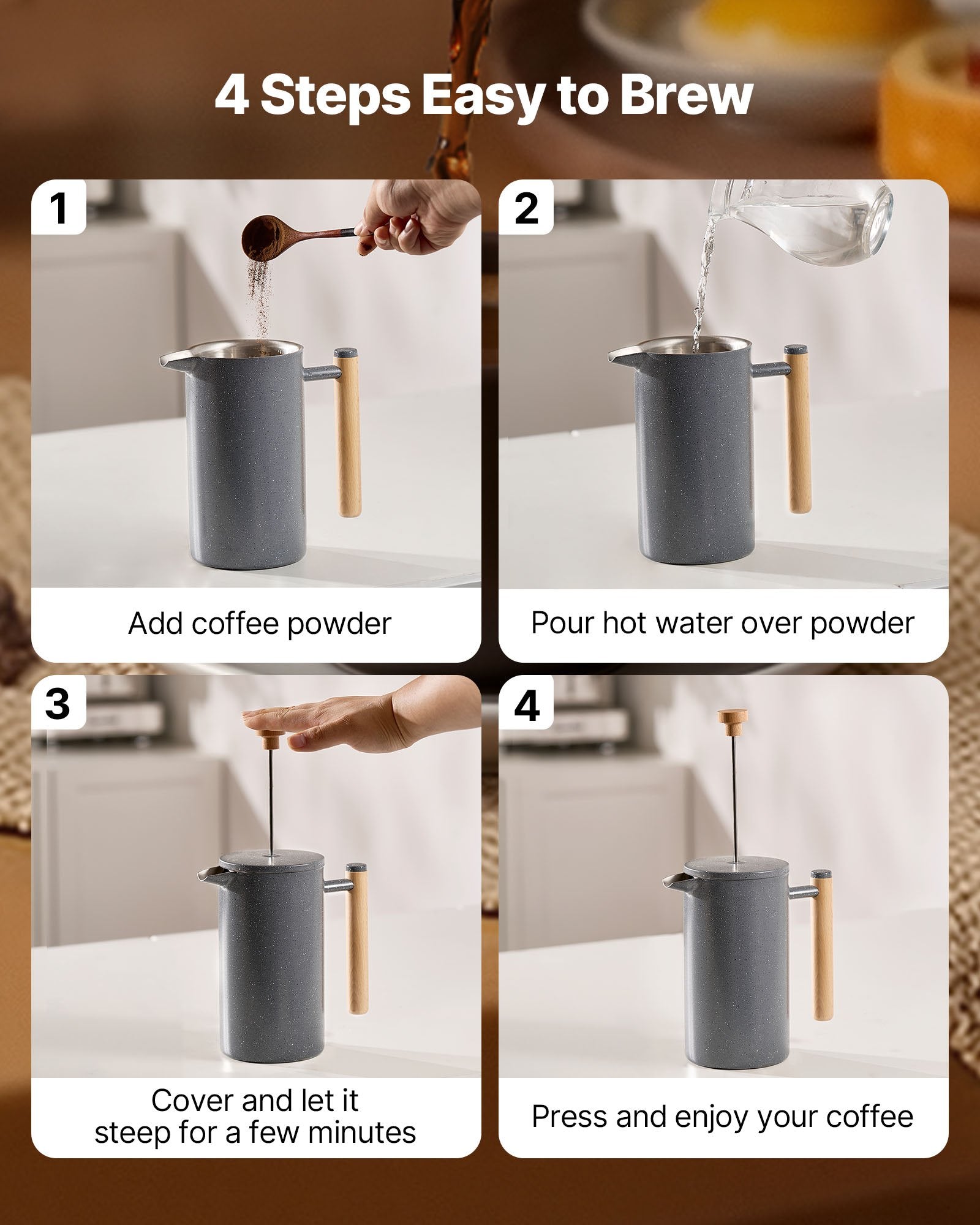 Premium French Press Coffee Maker Stainless Steel Insulated