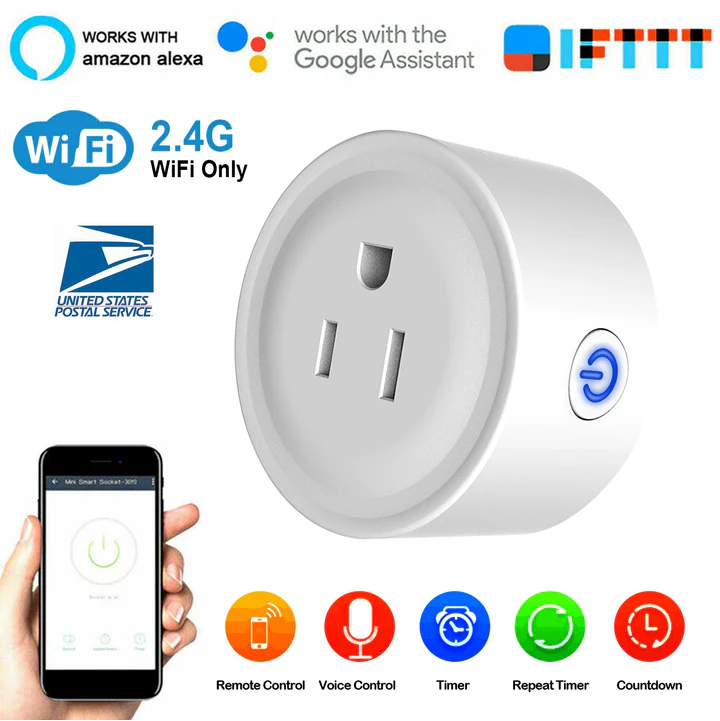 WiFi Smart Plug with App Remote Control & Voice Assistant Support