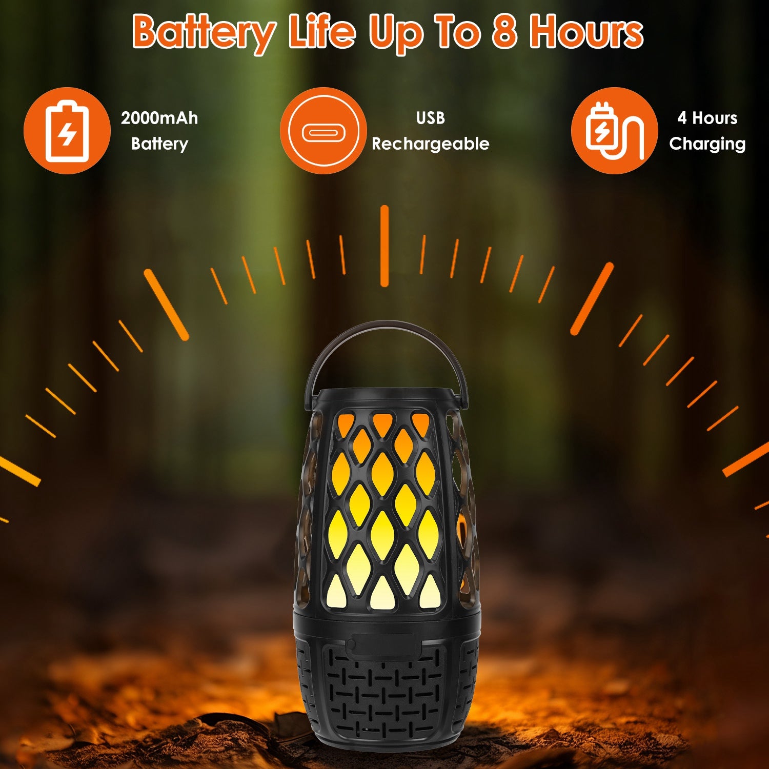 Outdoor Flame Speaker Wireless Waterproof LED Patio Speaker 4-in-1