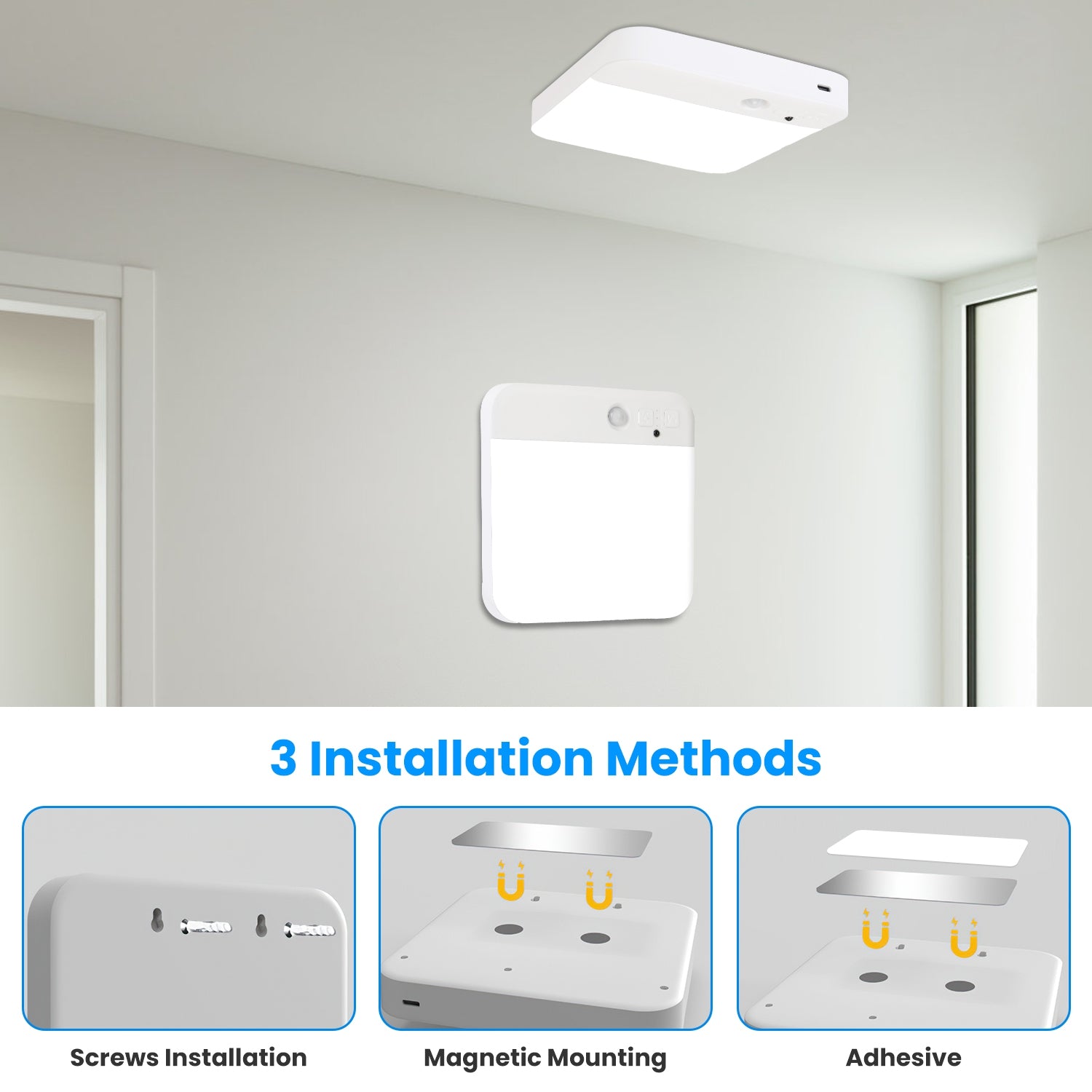Motion Sensor Ceiling Light Rechargeable Remote Dimmable LED