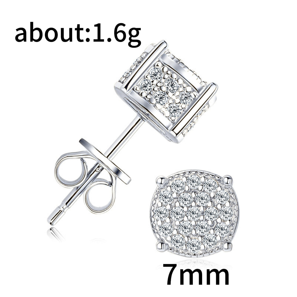 Hip Hop Zircon Stud Earrings Bling 4 Prong Unisex Jewelry
