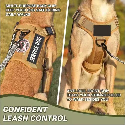 Tactical Service Dog Harness Vest with Reflective No-Pull Design