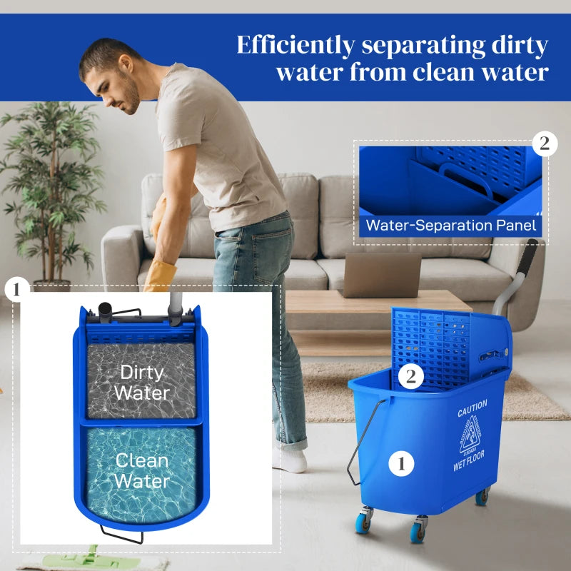 Compact Mop Bucket with Wringer & Wheels 21 Quart Cleaning Bucket